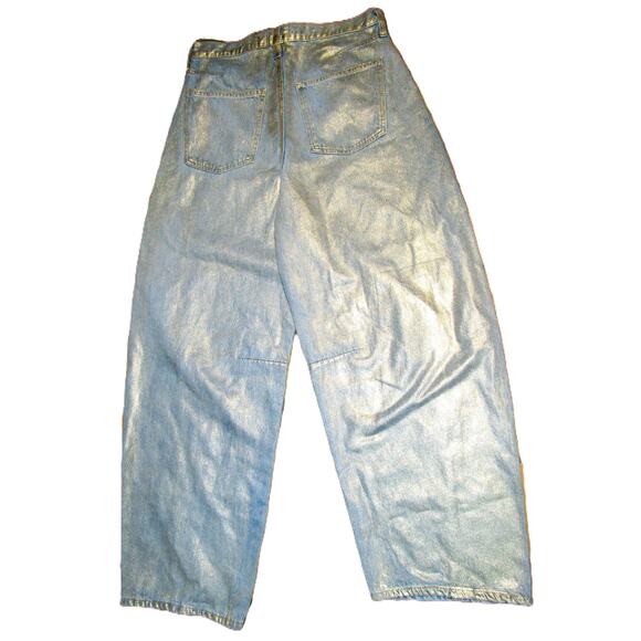 Universal Thread Women's Jeans Blue with Gold Glitter Curved Leg Pockets Size 8 - Picture 3 of 7